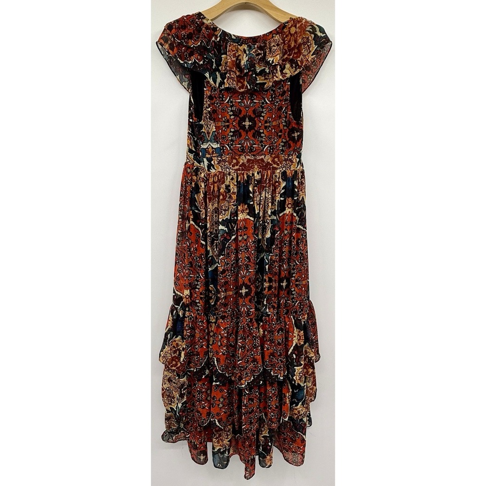 Free People Wear It Out Maxi Tiered Ruffled Dress Bohemian Fall Floral Cowgirl - Picture 7 of 13